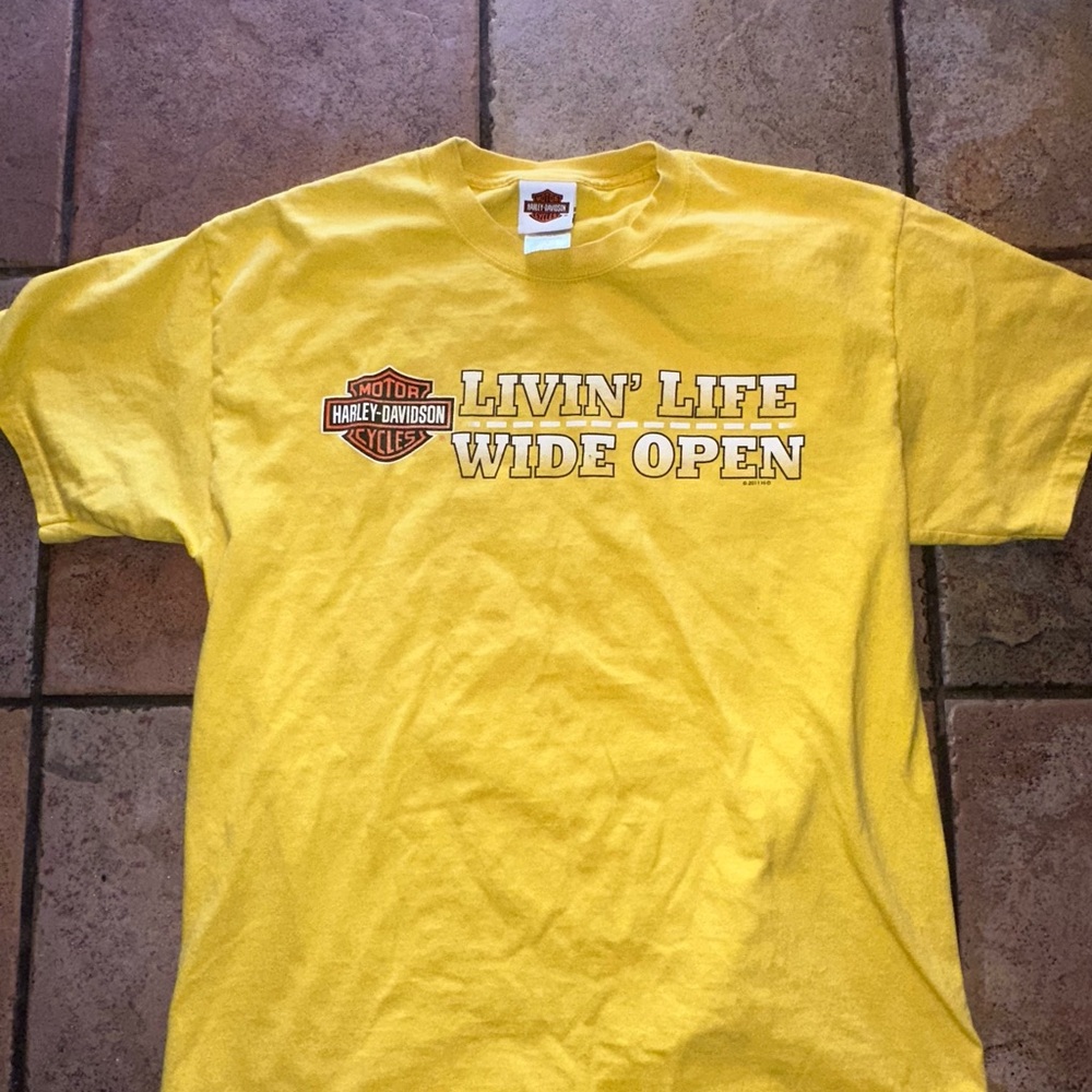 Harley-Davidson Yellow Short Sleeve Tee Livin' Life Wide Open